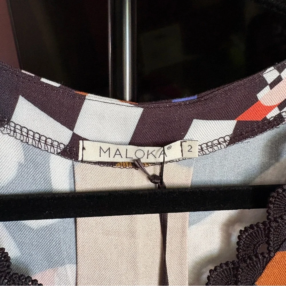 NWT Maloka Oversized Multicolor Abstract Graphic Print Blouse Funky Artsy Tunic - Picture 6 of 9